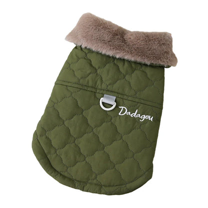 Puppy Dog Vest Waterproof Fur Collar Winter Warm Fleece Jacket Small Dogs Coat
