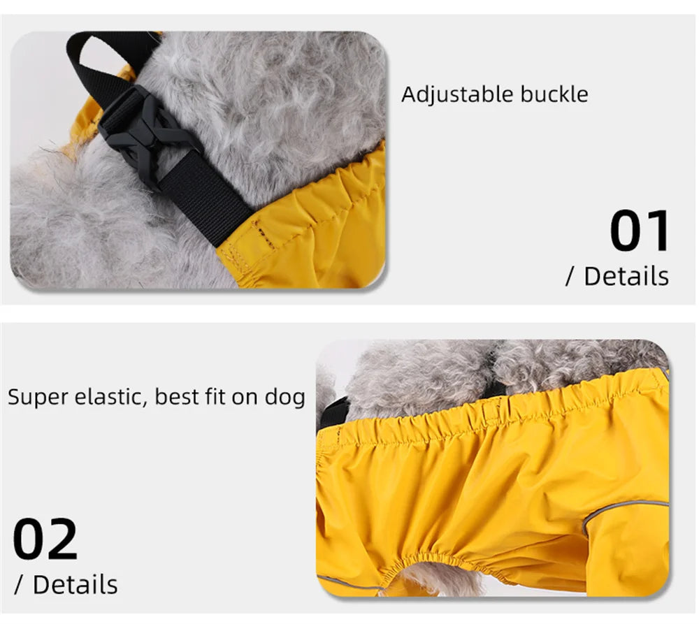 Anti-dirty dog jumpsuit for small dogs, waterproof PU rain suit & overalls for Poodles & Schnauzers