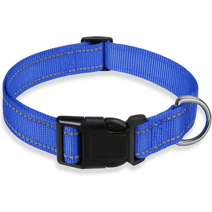 Reflective Dog Collar: Durable Adjustable Safety Nylon Strap