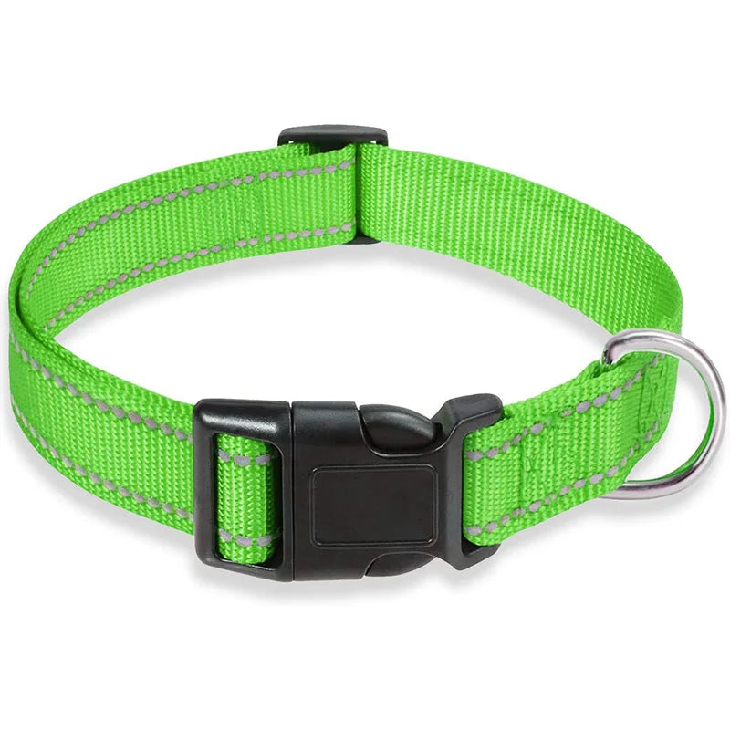 Reflective Dog Collar: Durable Adjustable Safety Nylon Strap