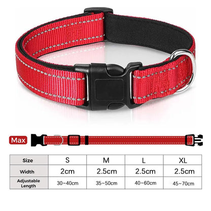 Reflective Padded Dog Collar - Soft Neoprene Heavy Duty