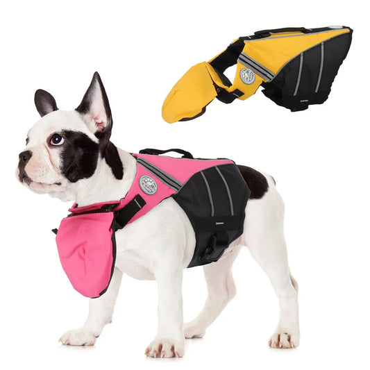 Dog Life Jacket Vest for Small Dogs with Chin Support - Pink Yellow Safety Swimwear