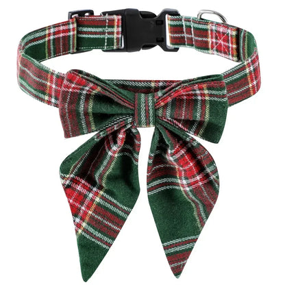 Dog Bow Tie Collar: Christmas Snowflake Cotton Pet Neckwear