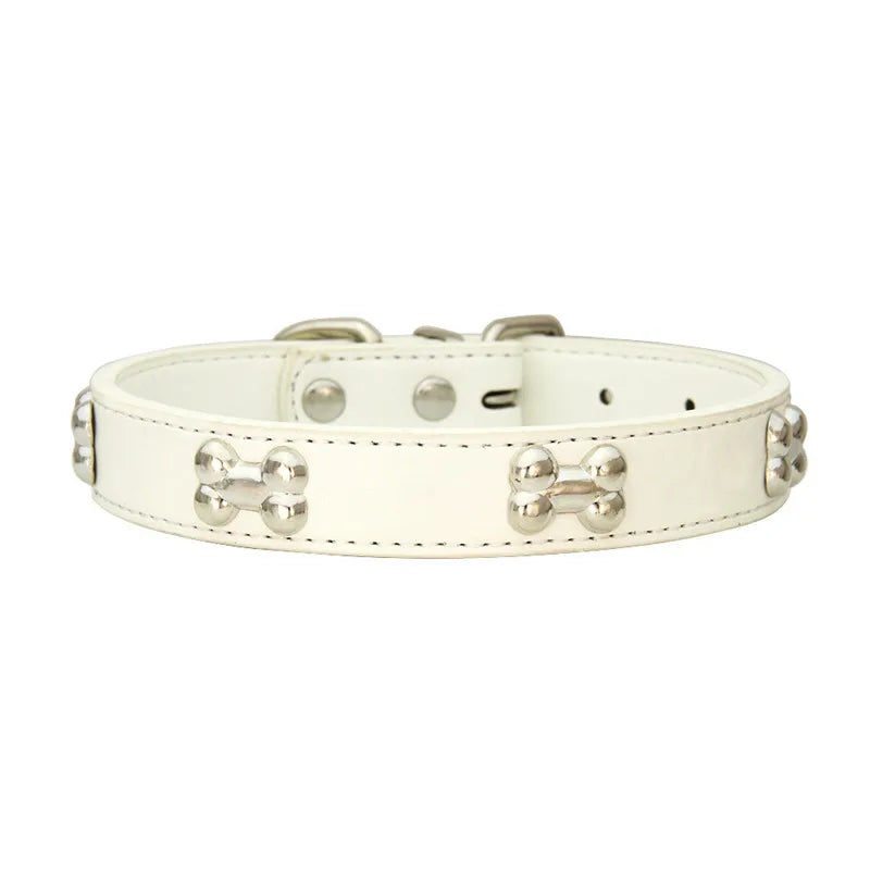 Durable Dog Collar: Premium Bone Leather for Pugs & Puppies