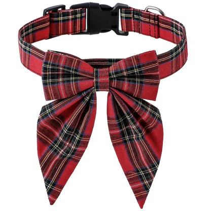 Dog Bow Tie Collar: Christmas Snowflake Cotton Pet Neckwear