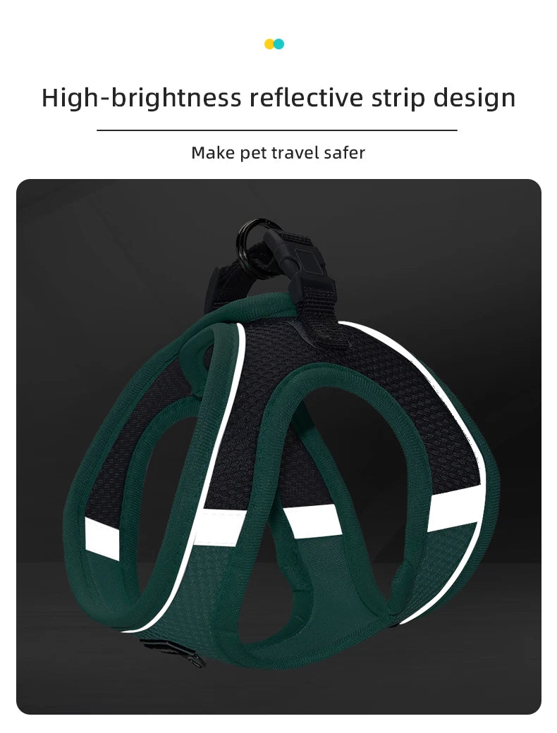 French Bulldog Harness for Small Dogs & Puppies - Adjustable, No-Pull & Reflective Vest with Leash Set