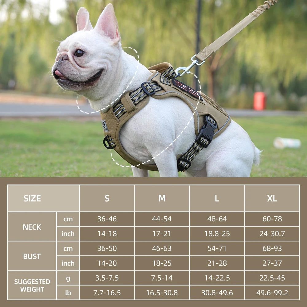 Dog Harness with Handle and Poop Bag Holder, Comfortable Vest Design for Small Medium Dogs, Ideal for French Bulldogs