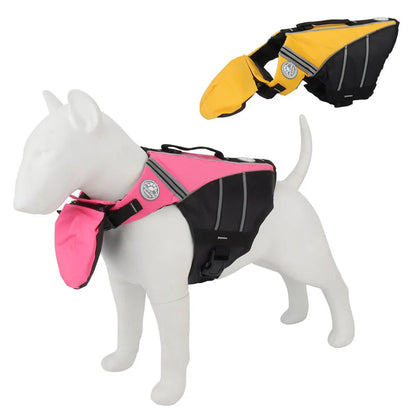 Dog Life Jacket Vest for Small Dogs with Chin Support - Pink Yellow Safety Swimwear