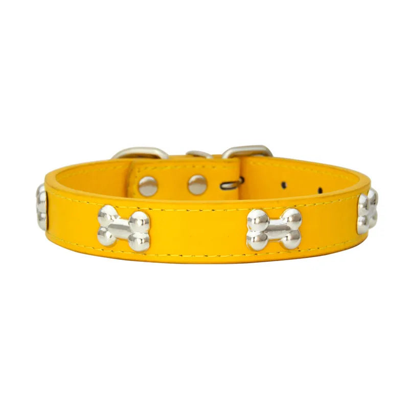Durable Dog Collar: Premium Bone Leather for Pugs & Puppies
