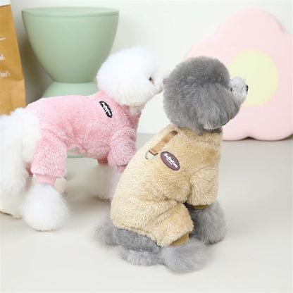 Puppy Pajamas Warm Coral Fleece Dog Jumpsuit for Small Dogs - Winter Boy Dog Clothes