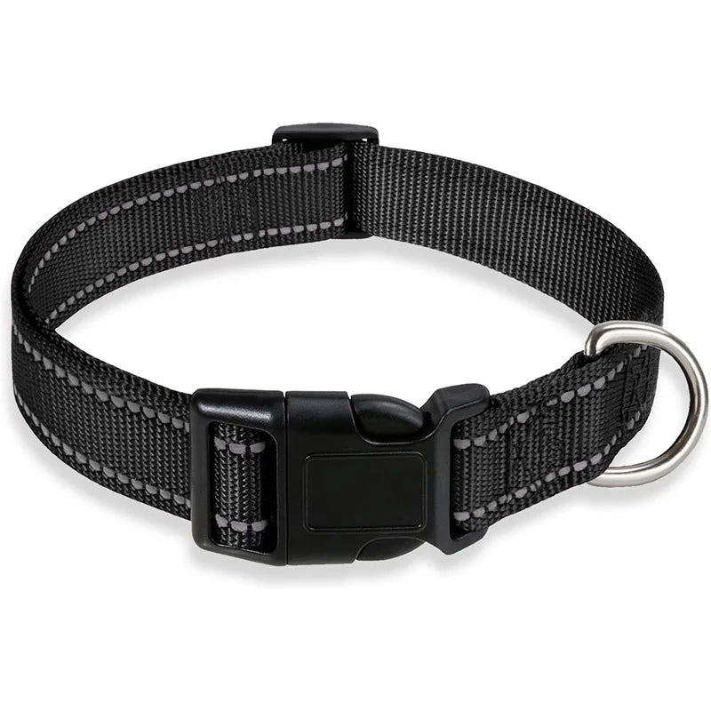 Reflective Dog Collar: Durable Adjustable Safety Nylon Strap