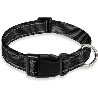 Reflective Dog Collar: Durable Adjustable Safety Nylon Strap