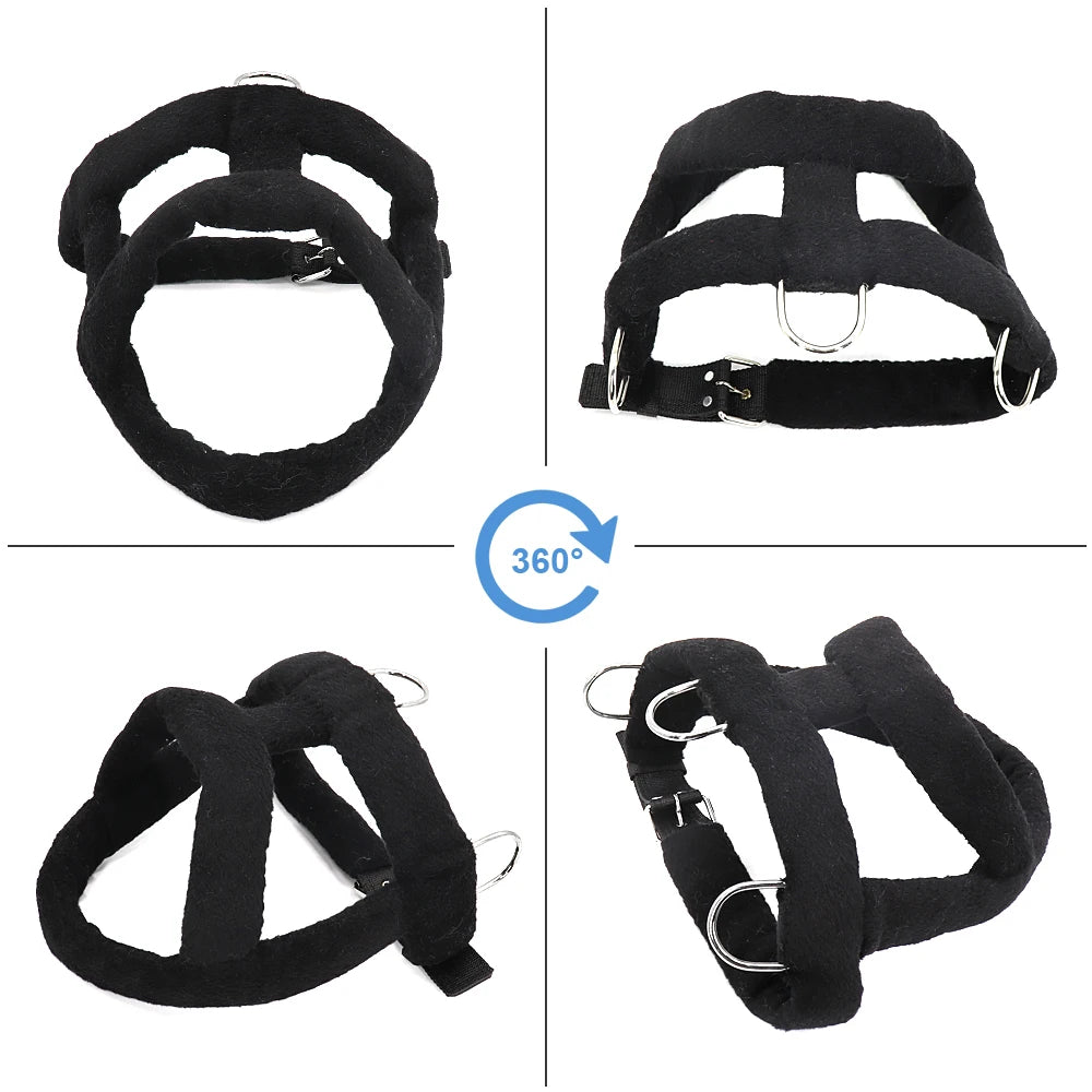 Dog Weight Pulling Harness | Black Adjustable Training Vest & Leash for Medium/Large Working Dogs like Husky