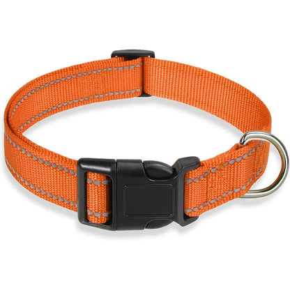 Reflective Dog Collar: Durable Adjustable Safety Nylon Strap