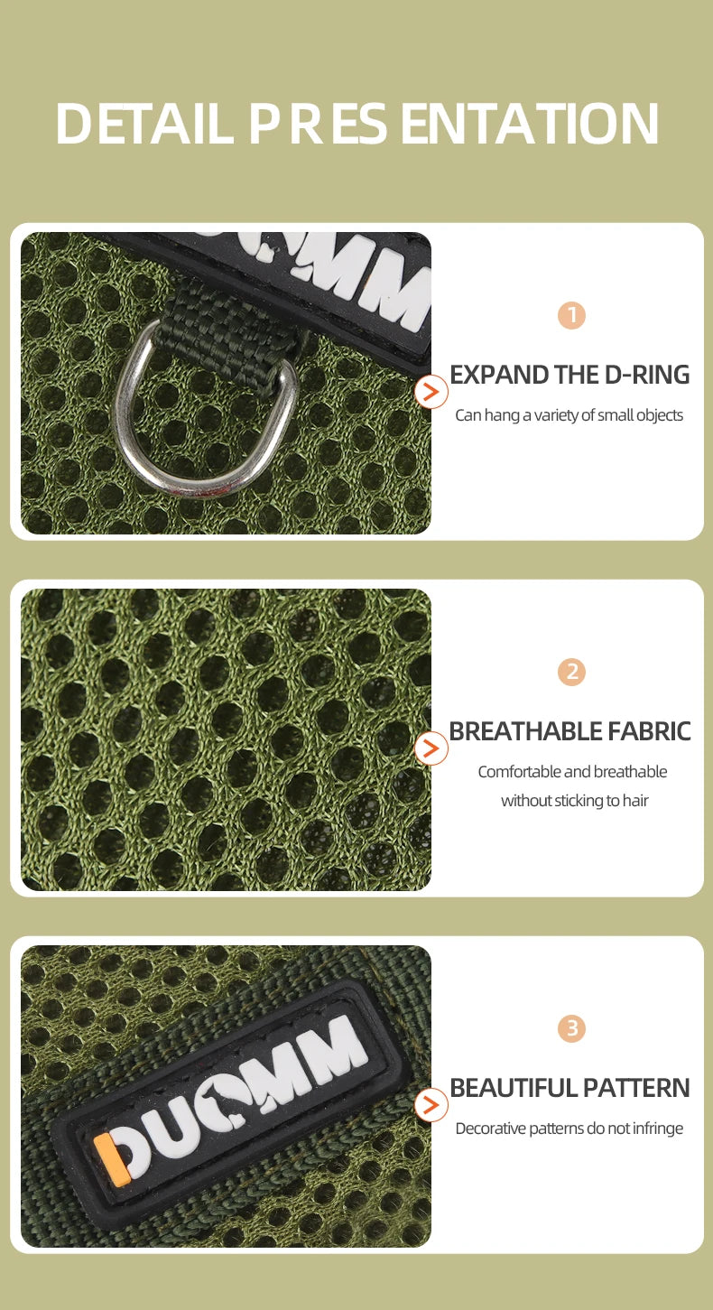 Dog Leash Harness Set for Small Dogs, Secure Fit 4-point Adjustment, Reflective All-Season Breathable Mesh Vest