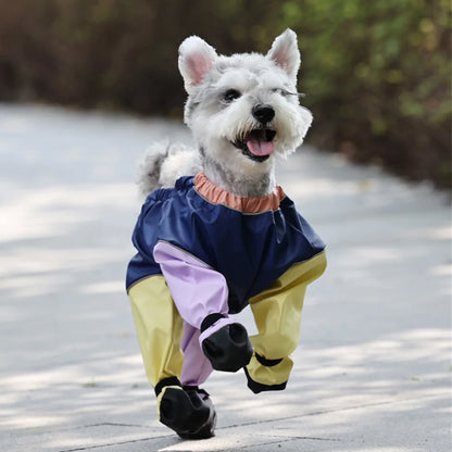 Anti-dirty dog jumpsuit for small dogs, waterproof PU rain suit & overalls for Poodles & Schnauzers