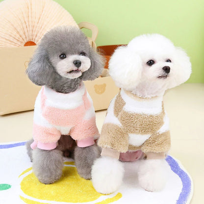 Puppy Pajamas Warm Coral Fleece Dog Jumpsuit for Small Dogs - Winter Boy Dog Clothes