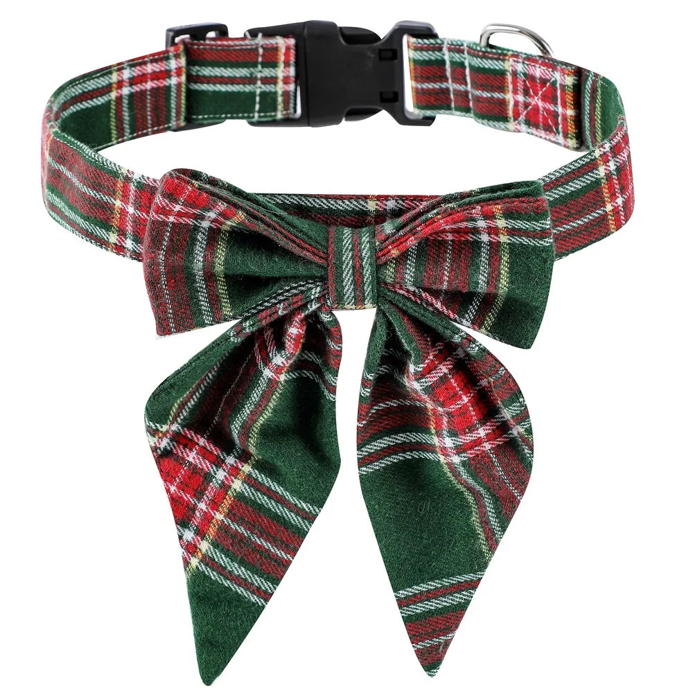 Dog Bow Tie Collar: Christmas Snowflake Cotton Pet Neckwear