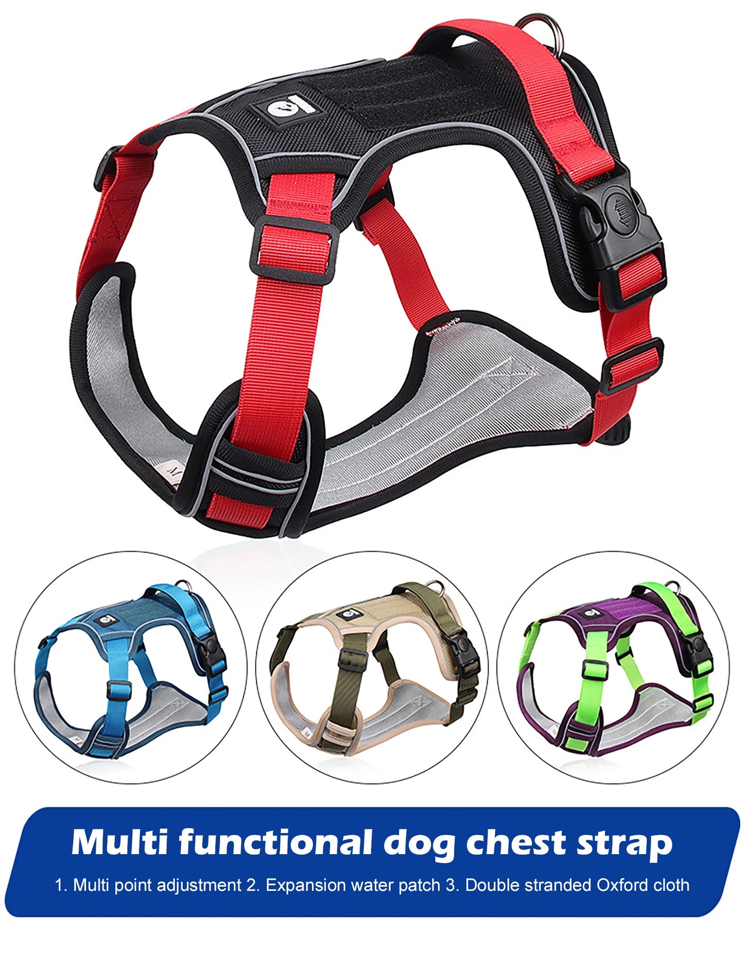 Dog Harness For Large Dogs, Reflective Tactical Vest, Durable & Strong 1680D Waterproof Oxford Cloth