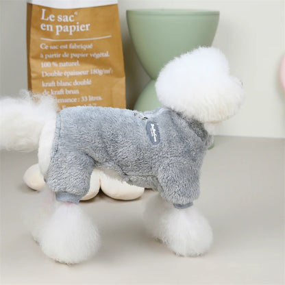 Puppy Pajamas Warm Coral Fleece Dog Jumpsuit for Small Dogs - Winter Boy Dog Clothes