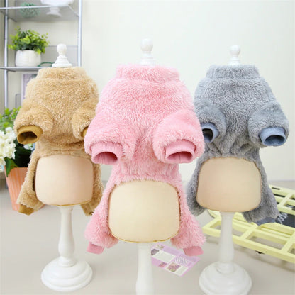 Puppy Pajamas Warm Coral Fleece Dog Jumpsuit for Small Dogs - Winter Boy Dog Clothes