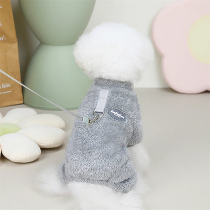 Puppy Pajamas Warm Coral Fleece Dog Jumpsuit for Small Dogs - Winter Boy Dog Clothes
