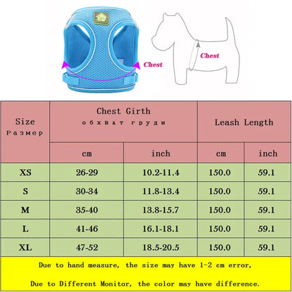 Small Dog Harness and Leash Set, No Pull Reflective Vest for French Bulldog Pug Walking, Breathable Mesh