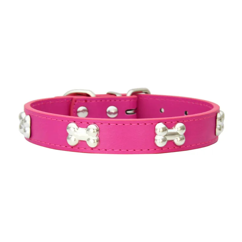 Durable Dog Collar: Premium Bone Leather for Pugs & Puppies