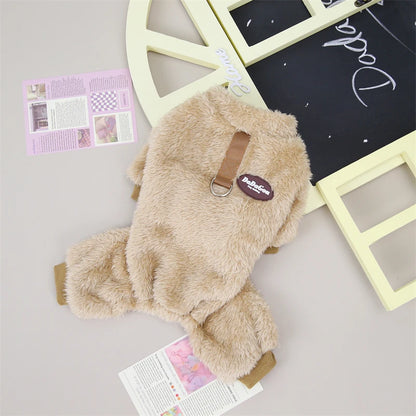 Puppy Pajamas Warm Coral Fleece Dog Jumpsuit for Small Dogs - Winter Boy Dog Clothes