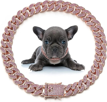 Cuban Link Dog Collar: Luxury Iced Out Gold Diamond Chain