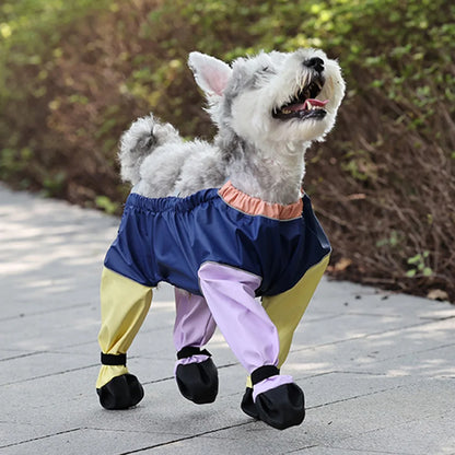 Anti-dirty dog jumpsuit for small dogs, waterproof PU rain suit & overalls for Poodles & Schnauzers