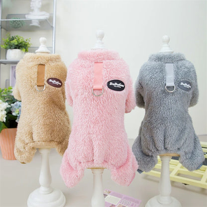 Puppy Pajamas Warm Coral Fleece Dog Jumpsuit for Small Dogs - Winter Boy Dog Clothes