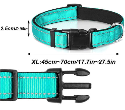 Reflective Padded Dog Collar - Soft Neoprene Heavy Duty