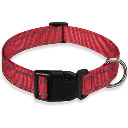 Reflective Dog Collar: Durable Adjustable Safety Nylon Strap