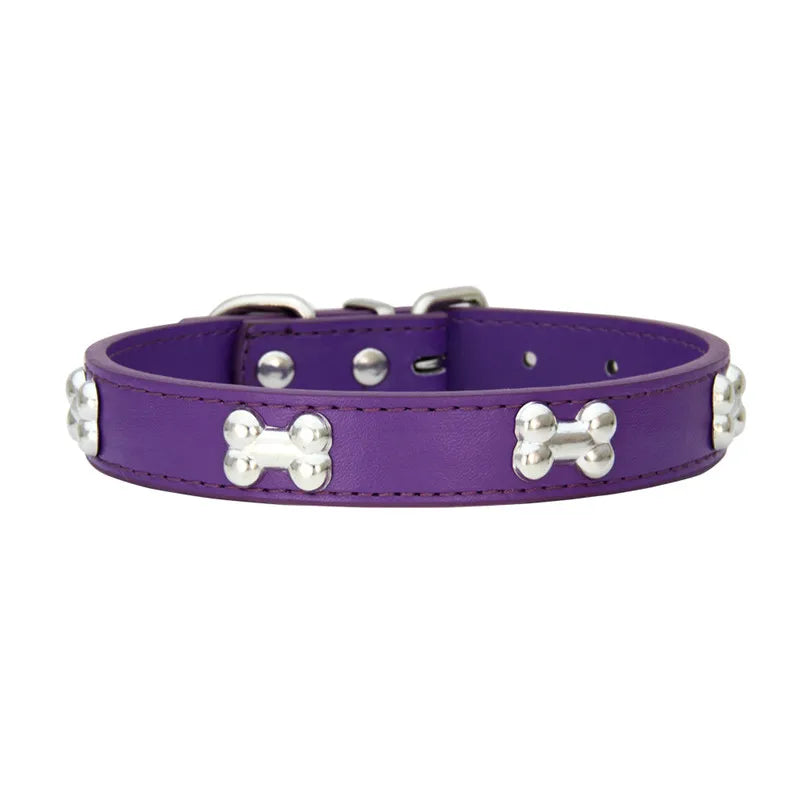 Durable Dog Collar: Premium Bone Leather for Pugs & Puppies