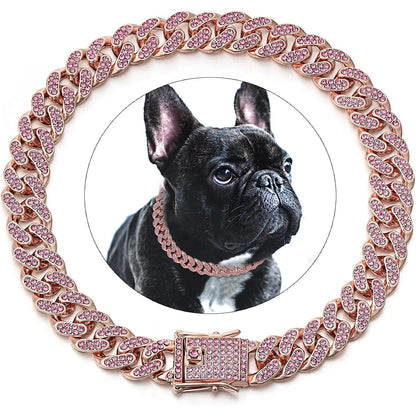 Cuban Link Dog Collar: Luxury Iced Out Gold Diamond Chain