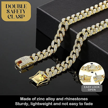Dog Cuban Link Chain: Luxury Gold Collar with Zirconia