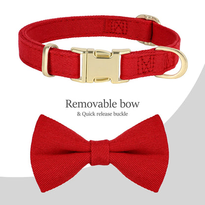 Dog Harness Collar and Leash Set with Bowtie for Small Medium Dogs, Adjustable & Cute Pet Vest Harness