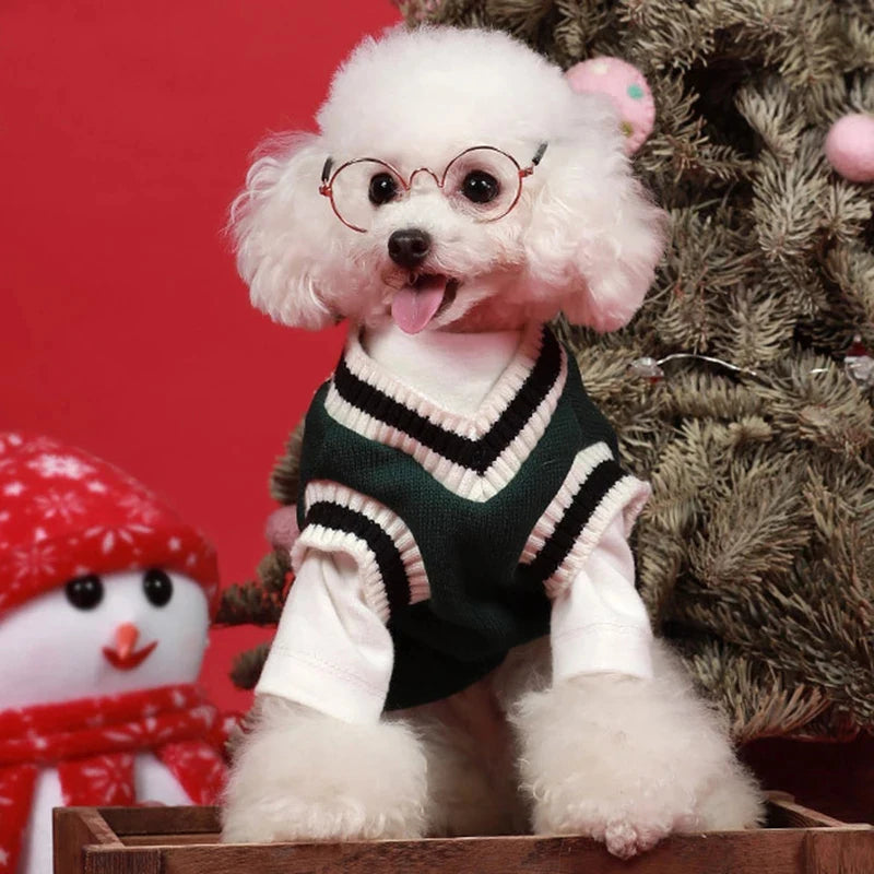 Dog Sweaters for Chihuahuas Warm College Style Pet Vest Clothes for Small Medium Dogs & Puppies