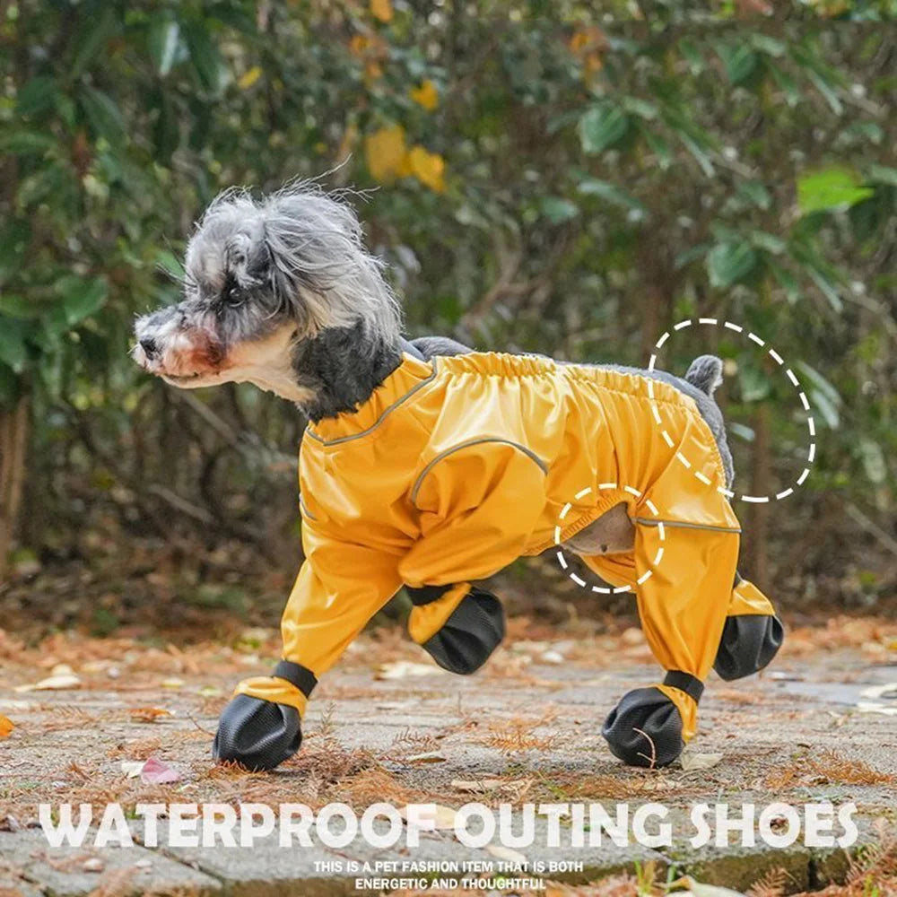 Anti-dirty dog jumpsuit for small dogs, waterproof PU rain suit & overalls for Poodles & Schnauzers