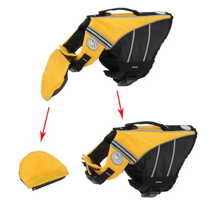 Dog Life Jacket Vest for Small Dogs with Chin Support - Pink Yellow Safety Swimwear