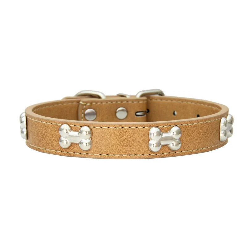 Durable Dog Collar: Premium Bone Leather for Pugs & Puppies