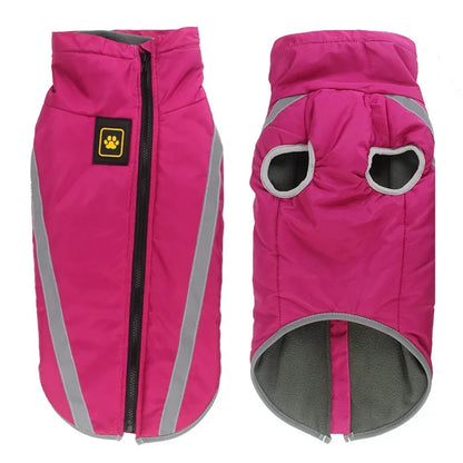 Warm Dog Jacket for Large Dogs Waterproof Winter Coat Padded Fleece Pet Coat Safety Reflective Design Dog Clothing