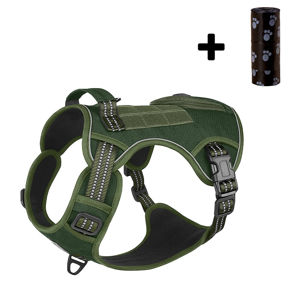 Dog Harness with Handle and Poop Bag Holder, Comfortable Vest Design for Small Medium Dogs, Ideal for French Bulldogs