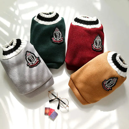 Dog Sweaters for Chihuahuas Warm College Style Pet Vest Clothes for Small Medium Dogs & Puppies