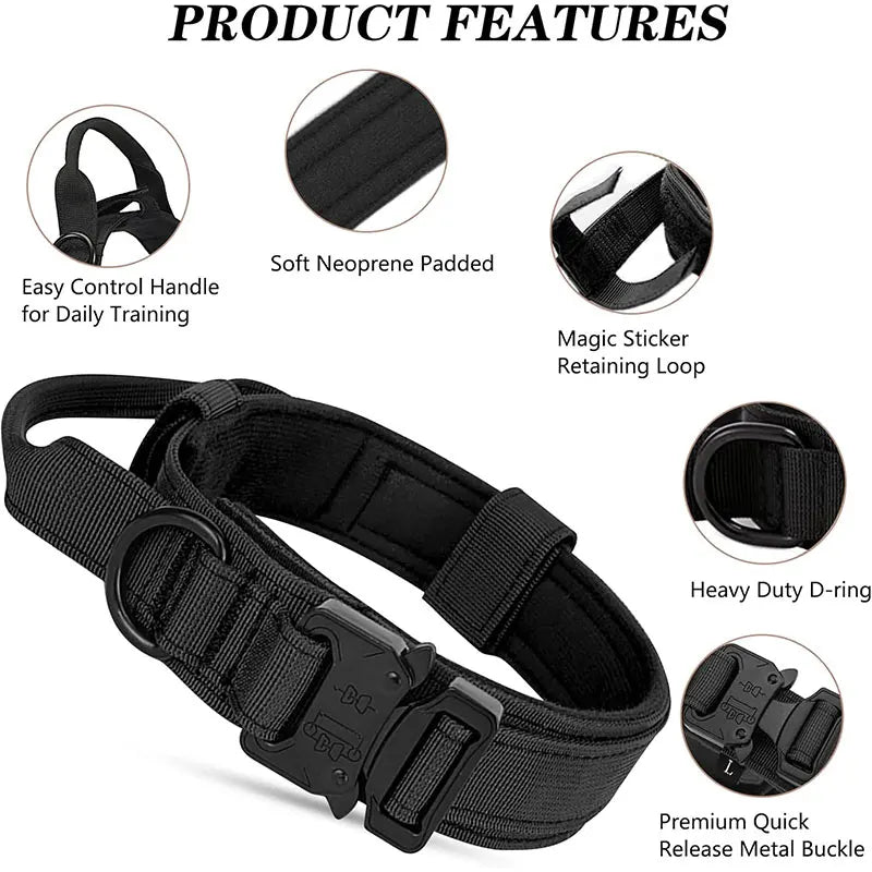 Tactical Dog Collar Heavy Duty Nylon with Control Handle