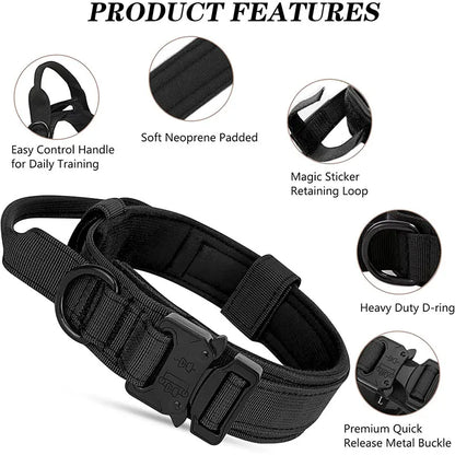 Tactical Dog Collar Heavy Duty Nylon with Control Handle
