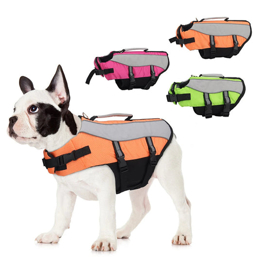 Reflective Dog Swim Vest for Small Dogs - High Visibility Safety Vest for Swimming & Boating - Orange