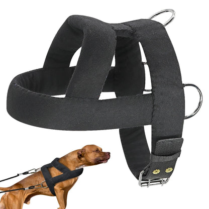Dog Weight Pulling Harness | Black Adjustable Training Vest & Leash for Medium/Large Working Dogs like Husky