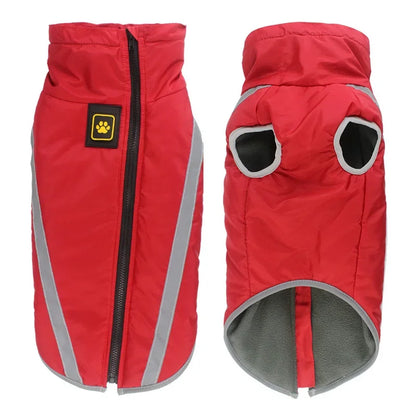 Warm Dog Jacket for Large Dogs Waterproof Winter Coat Padded Fleece Pet Coat Safety Reflective Design Dog Clothing